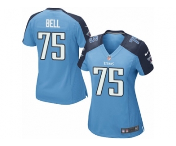 Women's Nike Tennessee Titans #75 Byron Bell Game Light Blue Team Color NFL Jersey