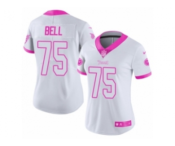 Women's Nike Tennessee Titans #75 Byron Bell Limited White Pink Rush Fashion NFL Jersey