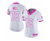 Women's Nike Tennessee Titans #76 Byron Bell Limited White Pink Rush Fashion NFL Jersey