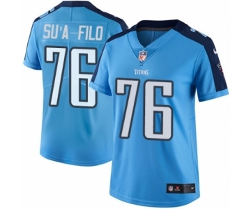 Women's Nike Tennessee Titans #76 Xavier Su'a-Filo Limited Light Blue Rush Vapor Untouchable NFL Jersey