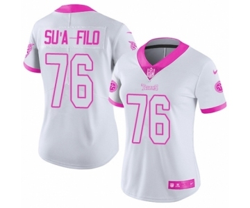 Women's Nike Tennessee Titans #76 Xavier Su'a-Filo Limited White Pink Rush Fashion NFL Jersey