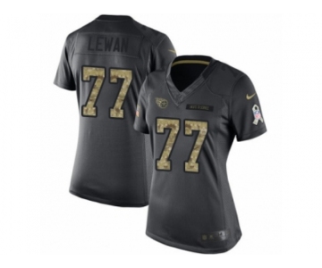 Women's Nike Tennessee Titans #77 Taylor Lewan Limited Black 2016 Salute to Service NFL Jersey