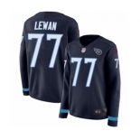 Women's Nike Tennessee Titans #77 Taylor Lewan Limited Navy Blue Therma Long Sleeve NFL Jersey