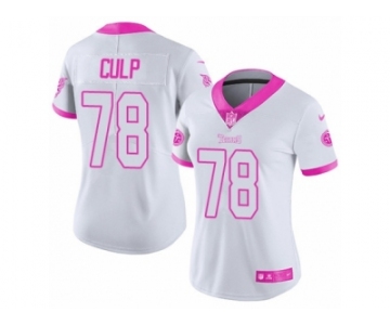 Women's Nike Tennessee Titans #78 Curley Culp Limited White Pink Rush Fashion NFL Jersey