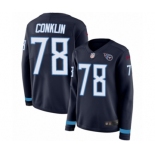 Women's Nike Tennessee Titans #78 Jack Conklin Limited Navy Blue Therma Long Sleeve NFL Jersey