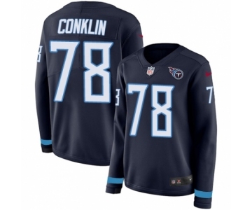 Women's Nike Tennessee Titans #78 Jack Conklin Limited Navy Blue Therma Long Sleeve NFL Jersey