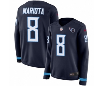 Women's Nike Tennessee Titans #8 Marcus Mariota Limited Navy Blue Therma Long Sleeve NFL Jersey