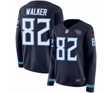 Women's Nike Tennessee Titans #82 Delanie Walker Limited Navy Blue Therma Long Sleeve NFL Jersey