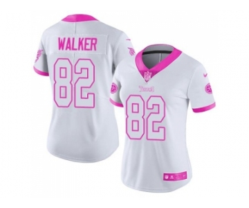 Women's Nike Tennessee Titans #82 Delanie Walker White Pink Stitched NFL Limited Rush Fashion Jersey