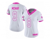 Women's Nike Tennessee Titans #9 Steve McNair Limited White Pink Rush Fashion NFL Jersey