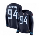 Women's Nike Tennessee Titans #94 Austin Johnson Limited Navy Blue Therma Long Sleeve NFL Jersey