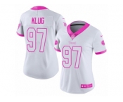 Women's Nike Tennessee Titans #97 Karl Klug Limited White Pink Rush Fashion NFL Jersey