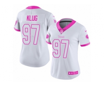 Women's Nike Tennessee Titans #97 Karl Klug Limited White Pink Rush Fashion NFL Jersey