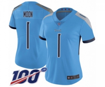 Women's Tennessee Titans #1 Warren Moon Light Blue Alternate Vapor Untouchable Limited Player 100th Season Football Jersey