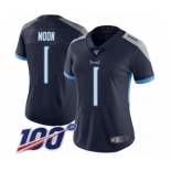 Women's Tennessee Titans #1 Warren Moon Navy Blue Team Color Vapor Untouchable Limited Player 100th Season Football Jersey