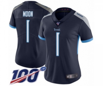 Women's Tennessee Titans #1 Warren Moon Navy Blue Team Color Vapor Untouchable Limited Player 100th Season Football Jersey