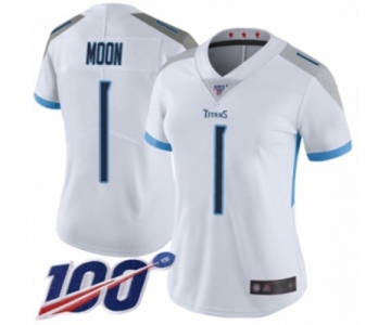 Women's Tennessee Titans #1 Warren Moon White Vapor Untouchable Limited Player 100th Season Football Jersey