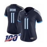 Women's Tennessee Titans #11 A.J. Brown Navy Blue Team Color Vapor Untouchable Limited Player 100th Season Football Jersey