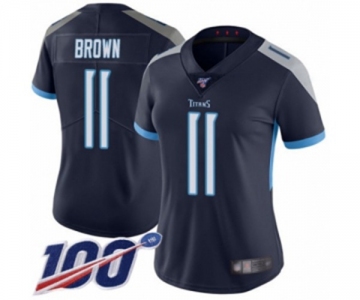 Women's Tennessee Titans #11 A.J. Brown Navy Blue Team Color Vapor Untouchable Limited Player 100th Season Football Jersey