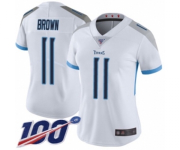 Women's Tennessee Titans #11 A.J. Brown White Vapor Untouchable Limited Player 100th Season Football Jersey