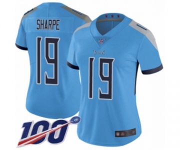 Women's Tennessee Titans #19 Tajae Sharpe Light Blue Alternate Vapor Untouchable Limited Player 100th Season Football Jersey