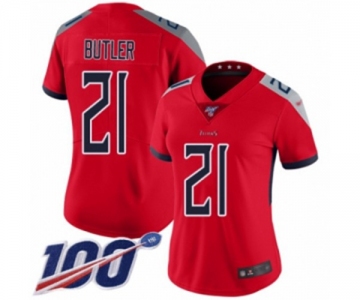 Women's Tennessee Titans #21 Malcolm Butler Limited Red Inverted Legend 100th Season Football Jersey