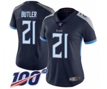 Women's Tennessee Titans #21 Malcolm Butler Navy Blue Team Color Vapor Untouchable Limited Player 100th Season Football Jersey