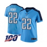 Women's Tennessee Titans #22 Derrick Henry Limited Light Blue Rush Vapor Untouchable 100th Season Football Jers