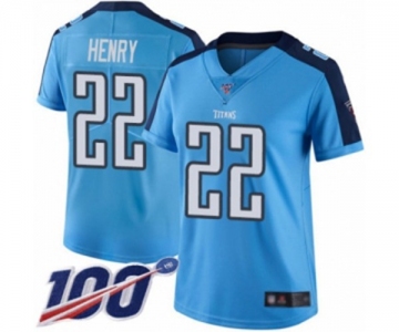 Women's Tennessee Titans #22 Derrick Henry Limited Light Blue Rush Vapor Untouchable 100th Season Football Jers