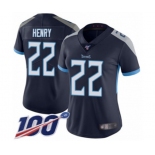 Women's Tennessee Titans #22 Derrick Henry Navy Blue Team Color Vapor Untouchable Limited Player 100th Season Football Jersey