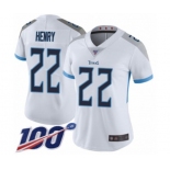 Women's Tennessee Titans #22 Derrick Henry White Vapor Untouchable Limited Player 100th Season Football Jersey