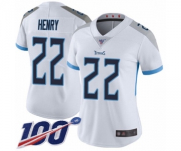 Women's Tennessee Titans #22 Derrick Henry White Vapor Untouchable Limited Player 100th Season Football Jersey