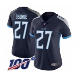 Women's Tennessee Titans #27 Eddie George Navy Blue Team Color Vapor Untouchable Limited Player 100th Season Football Jersey