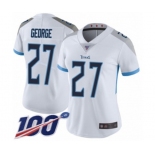 Women's Tennessee Titans #27 Eddie George White Vapor Untouchable Limited Player 100th Season Football Jersey