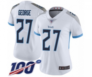 Women's Tennessee Titans #27 Eddie George White Vapor Untouchable Limited Player 100th Season Football Jersey