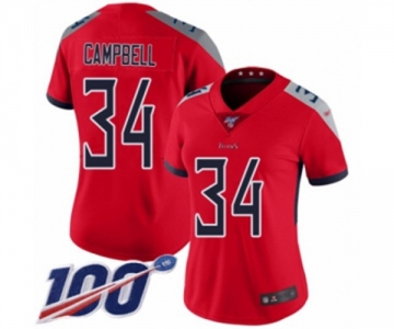 Women's Tennessee Titans #34 Earl Campbell Limited Red Inverted Legend 100th Season Football Jersey