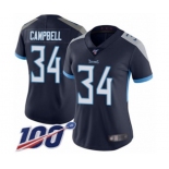 Women's Tennessee Titans #34 Earl Campbell Navy Blue Team Color Vapor Untouchable Limited Player 100th Season Football Jersey