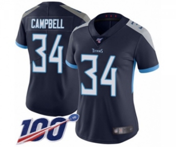 Women's Tennessee Titans #34 Earl Campbell Navy Blue Team Color Vapor Untouchable Limited Player 100th Season Football Jersey