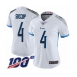 Women's Tennessee Titans #4 Ryan Succop White Vapor Untouchable Limited Player 100th Season Football Jersey