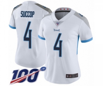 Women's Tennessee Titans #4 Ryan Succop White Vapor Untouchable Limited Player 100th Season Football Jersey