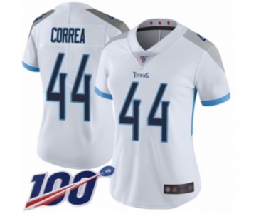 Women's Tennessee Titans #44 Kamalei Correa White Vapor Untouchable Limited Player 100th Season Football Jersey