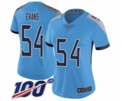 Women's Tennessee Titans #54 Rashaan Evans Light Blue Alternate Vapor Untouchable Limited Player 100th Season Football Jersey