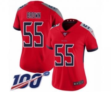 Women's Tennessee Titans #55 Jayon Brown Limited Red Inverted Legend 100th Season Football Jersey