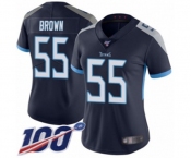 Women's Tennessee Titans #55 Jayon Brown Navy Blue Team Color Vapor Untouchable Limited Player 100th Season Football Jersey