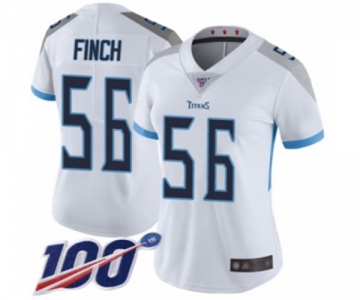 Women's Tennessee Titans #56 Sharif Finch White Vapor Untouchable Limited Player 100th Season Football Jersey