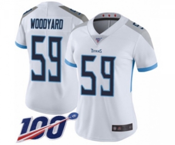 Women's Tennessee Titans #59 Wesley Woodyard White Vapor Untouchable Limited Player 100th Season Football Jersey