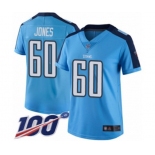 Women's Tennessee Titans #60 Ben Jones Limited Light Blue Rush Vapor Untouchable 100th Season Football Jersey