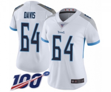 Women's Tennessee Titans #64 Nate Davis White Vapor Untouchable Limited Player 100th Season Football Jersey