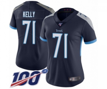 Women's Tennessee Titans #71 Dennis Kelly Navy Blue Team Color Vapor Untouchable Limited Player 100th Season Football Jersey