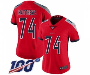 Women's Tennessee Titans #74 Bruce Matthews Limited Red Inverted Legend 100th Season Football Jersey